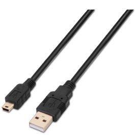 Aisens Cable USB 2.0 Tipo A Macho a Mini USB B Macho Negro 0.5m